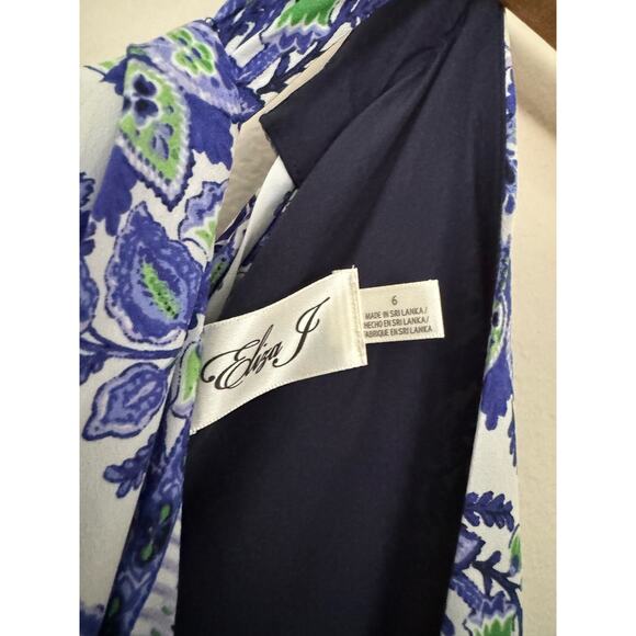 NWT ELIZA J SCARF PRINT MAXI DRESS GOWN HALTER FLORAL BLUE GREEN SZ 6 - Picture 7 of 16